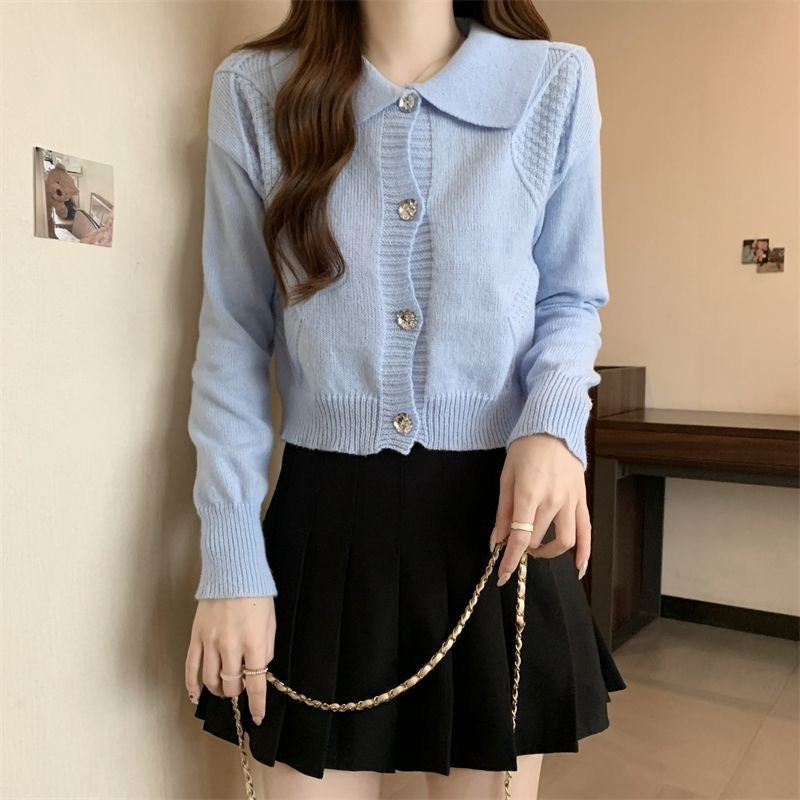 A00194 Florentina Lapel Long Sleeve Top