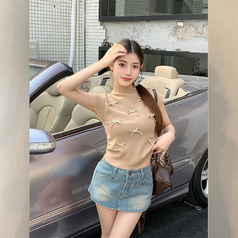 A00190 Francesca Short Sleeve Ribbon Top