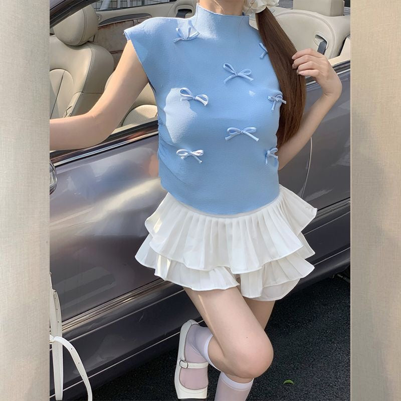 A00190 Francesca Short Sleeve Ribbon Top