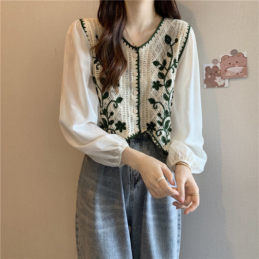 A00103 Juliana Flower Embroidery Top